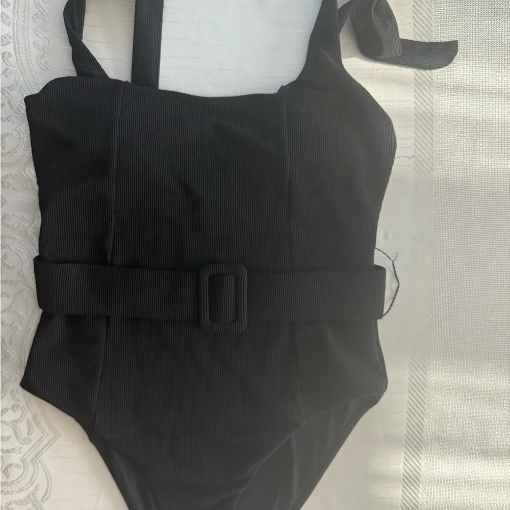 Beach Riot size L Sydney Black Belted Swimsuit with Bow Straps - Picture 5 of 8